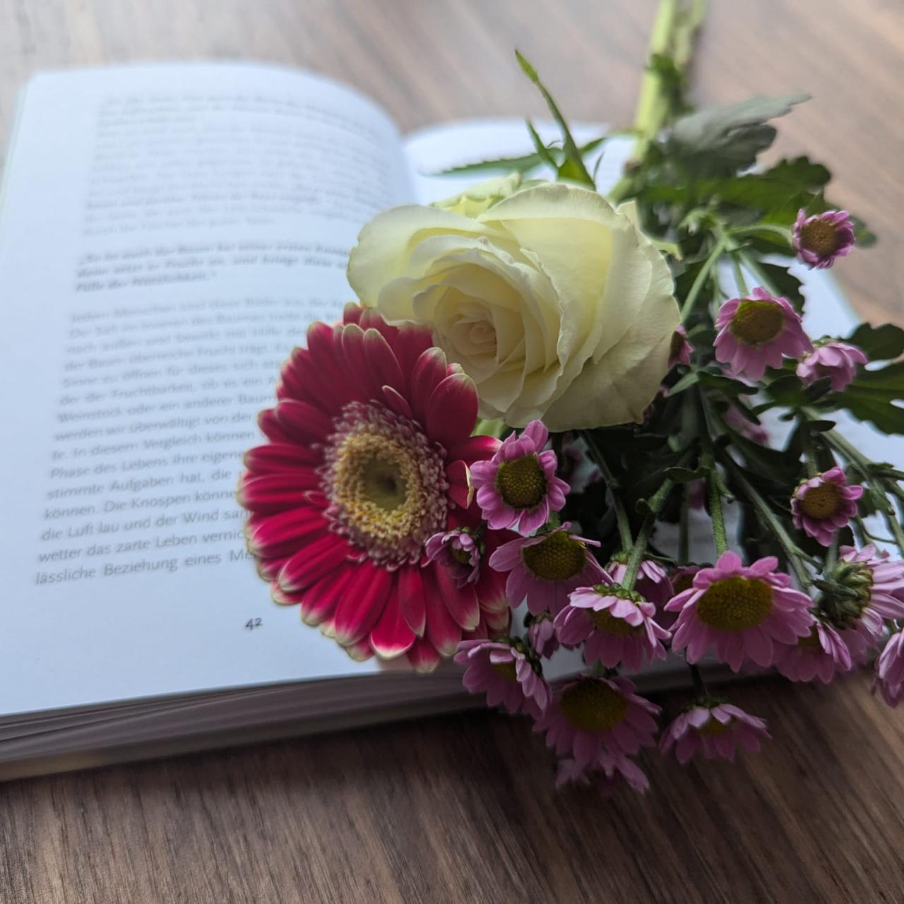 Blumen auf Buch
